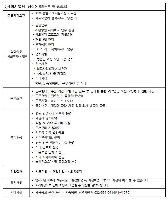 서송병원 사회사업팀 채용.JPG